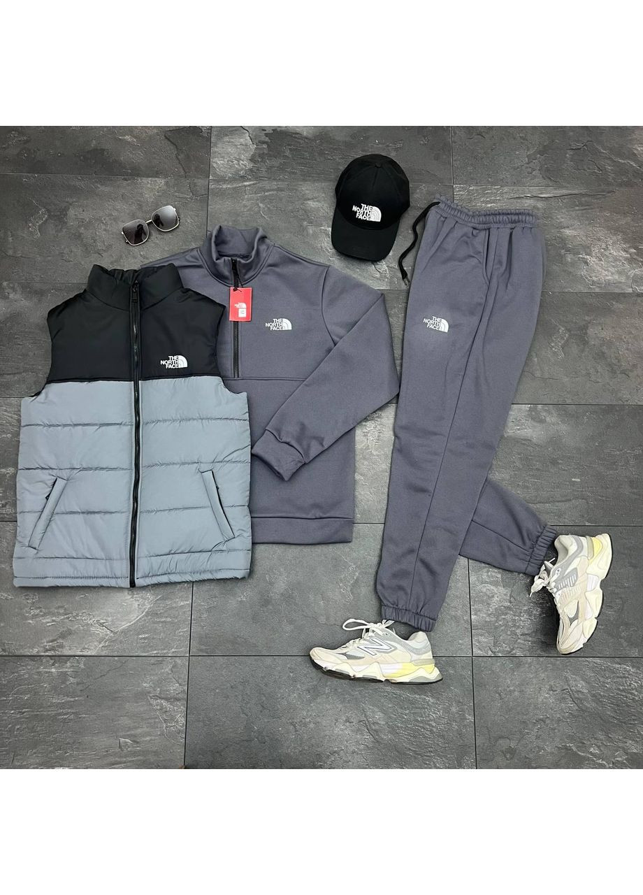 Мужской спортивный комплект 4в1+жилетка+кепка TNF графитовый No Brand (355340840)