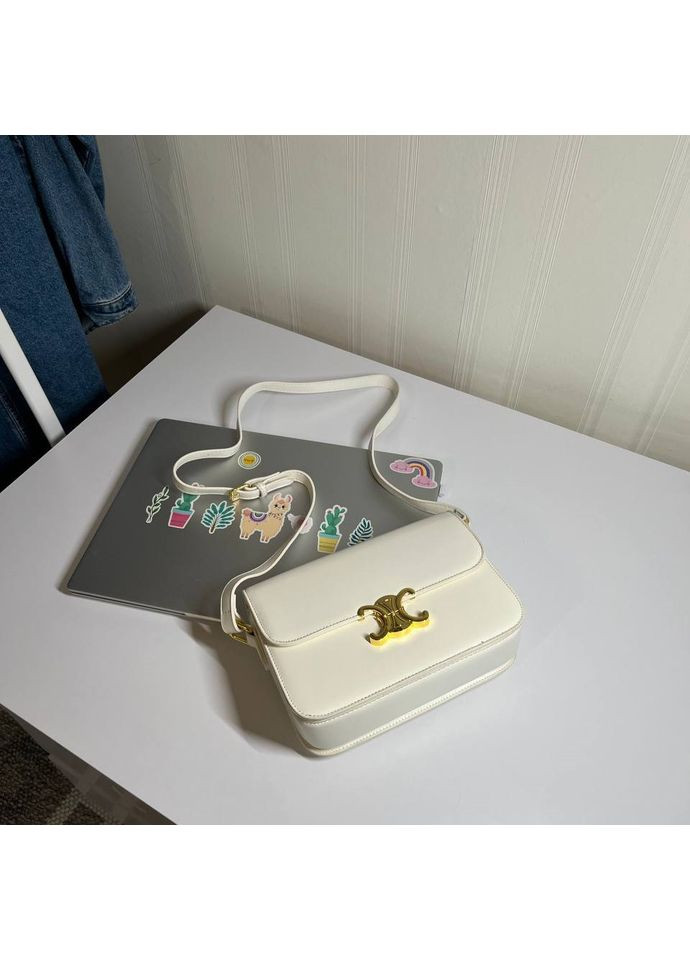 Класична жіноча сумка бокс білого кольору з якісної еко шкіри No Brand (362588176)