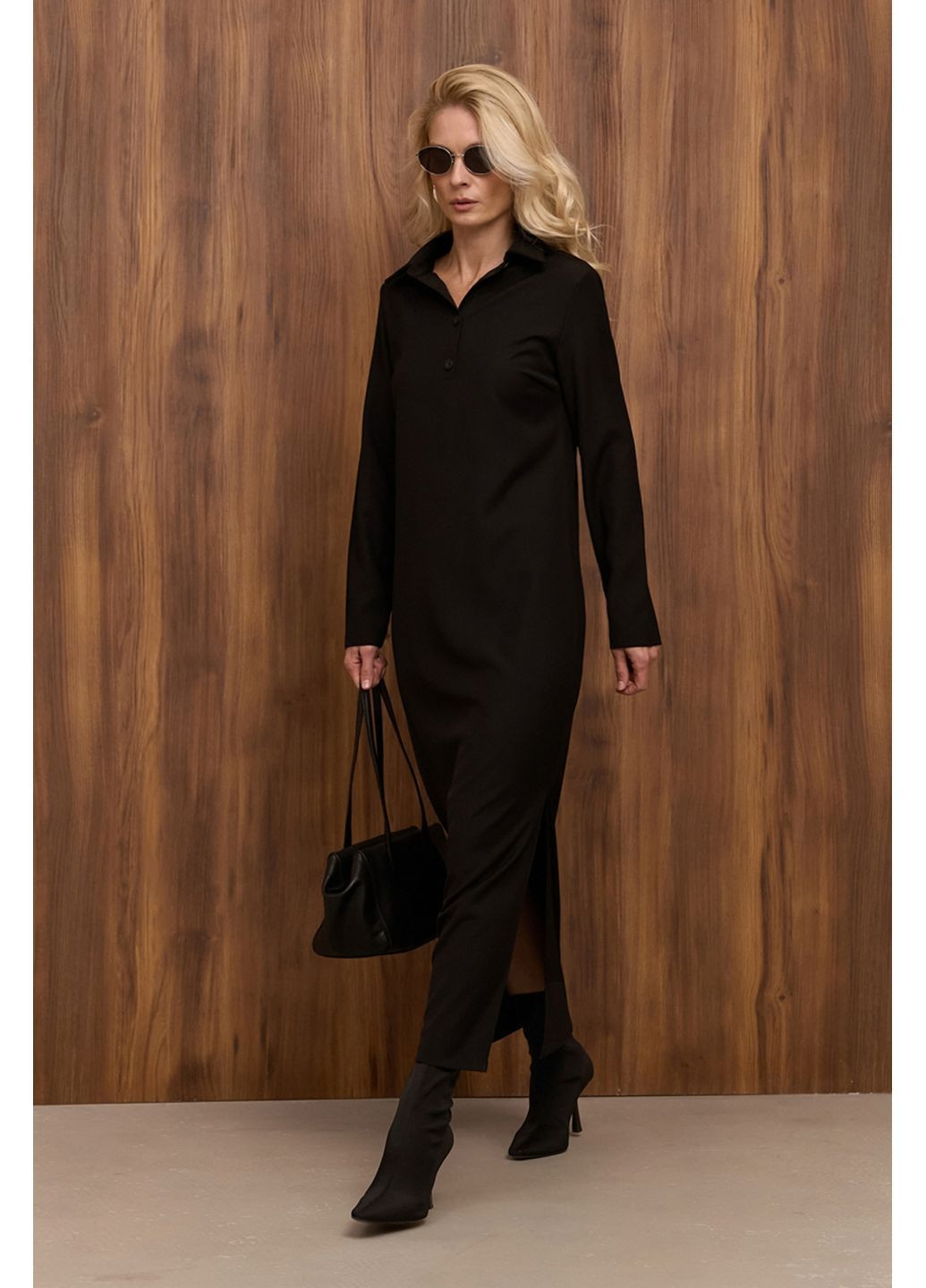 Черное платье поло 3077 Triko Bakh