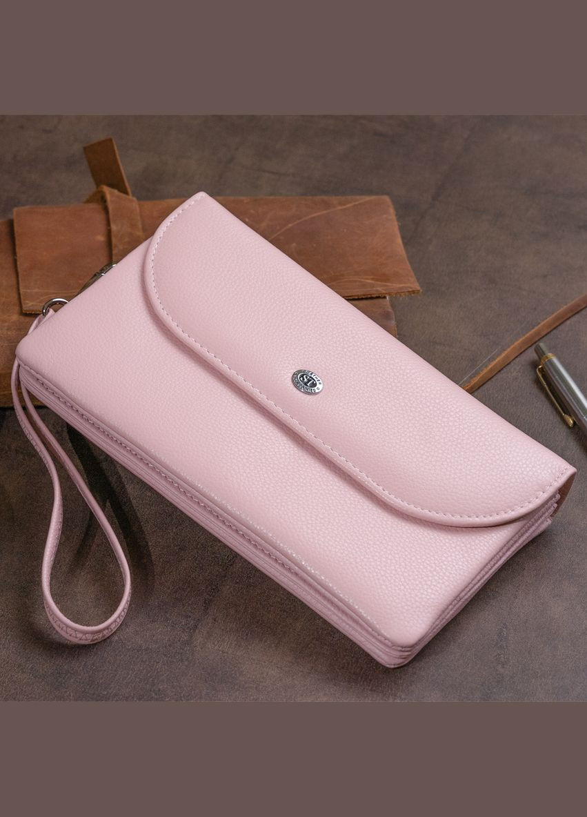 Клатч зі шкіри жіночий рожевий 19х9,5х2,5 см 19323 st leather (329198545)