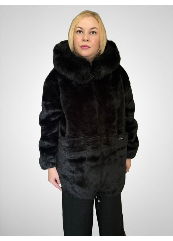 Женская шубка из эко меха с капюшоном и съемной опушкой Value Plus (358655609)
