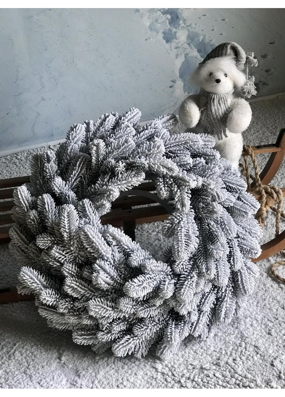 Вінок хвойний різдвяний Lux литий d-60 см Засніжений No Brand (370161635)