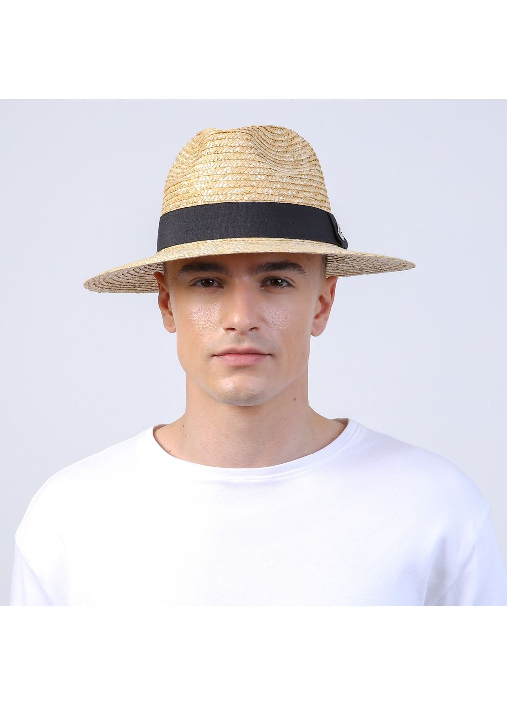 Капелюх федора чоловічий солома бежевий MARGARET 844-194 LuckyLOOK 844-194М (345069649)