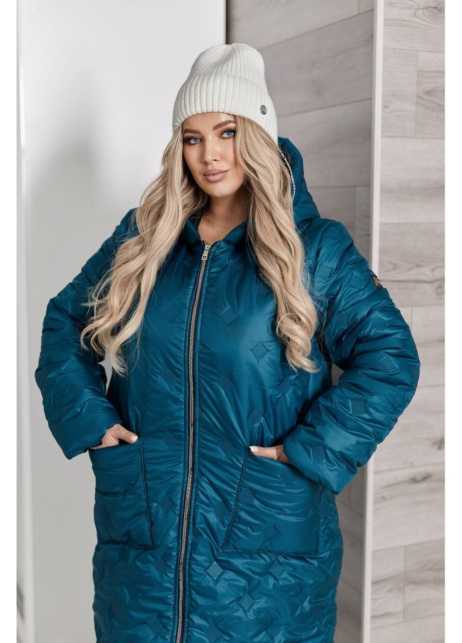 Зелене демісезонне Зимове стьобане пальто -20° із плащівки лаке • ультратепле та стильне • ЗАМІРИ В ОПИСІ GD/GL Модний простір