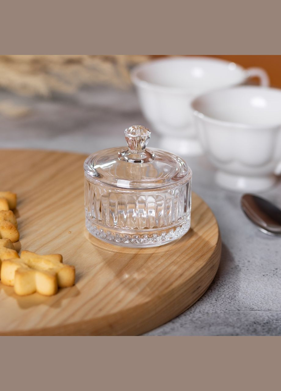 Цукерниця з кришкою Ø 6.5 см ваза цукерниця кругла скляна HP-YH-28 Yiwu (322654088)