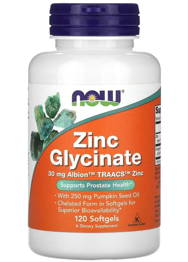 Цинк Глицинат Zinc Glycinate 30 мг 120 капс Now Foods (351863971)