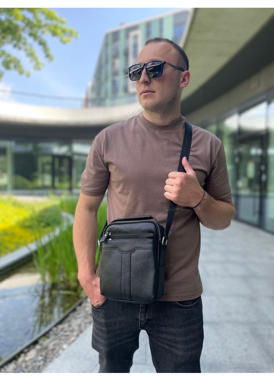Кожаная мужская черная сумка-барсетка с ручкой Tiding Bag 73957 No Brand (335039849)