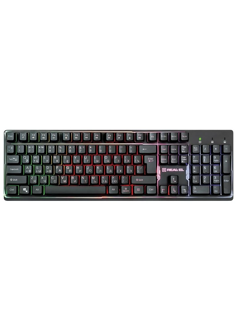 Клавіатура Comfort 7011 Backlit Ukr Black, мембранні клавіші, вага 430 г Real-El (354733735)