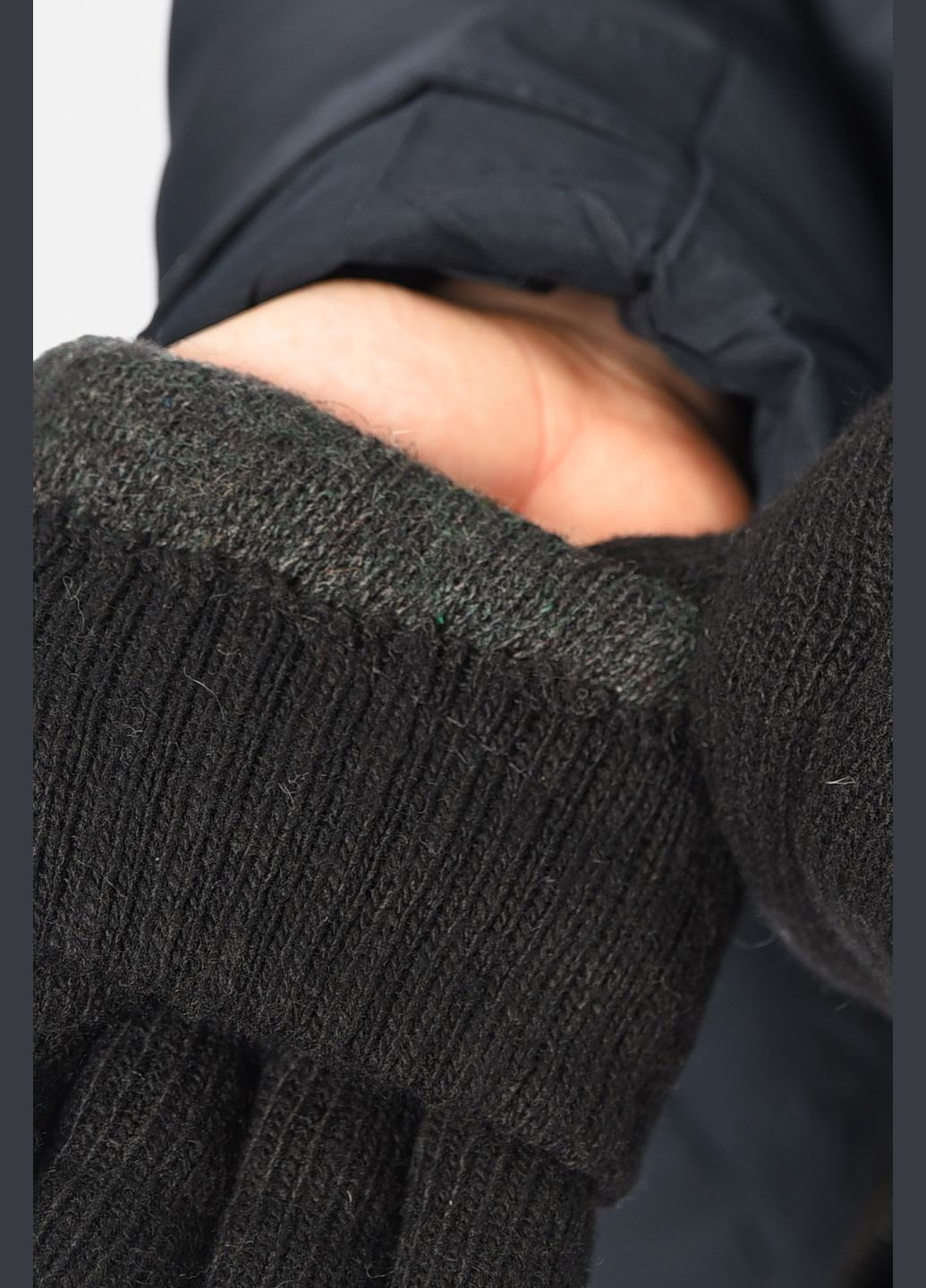 Перчатки мужские вязаные утепленные черного цвета Let's Shop (315509135)