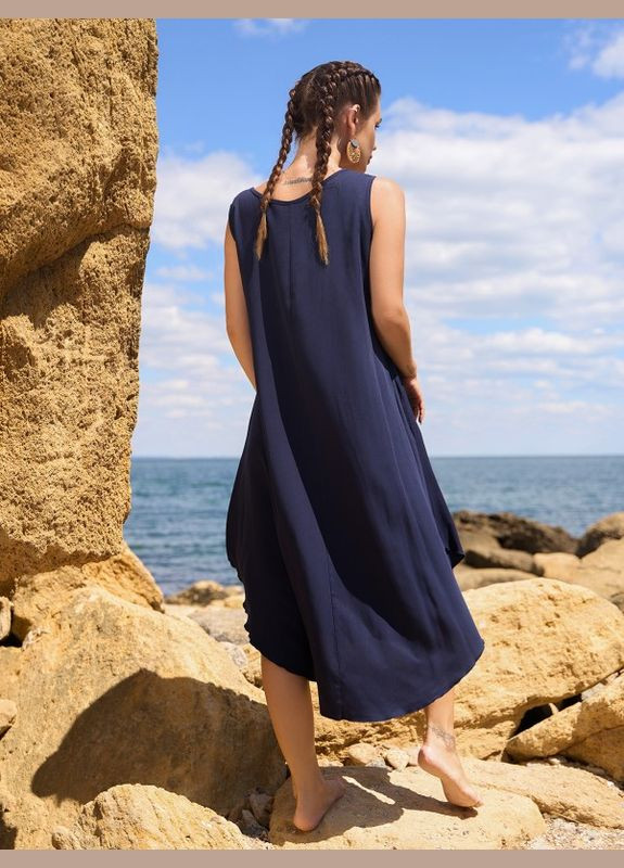 Синя сукня 14783 синя ISSA PLUS однотонна