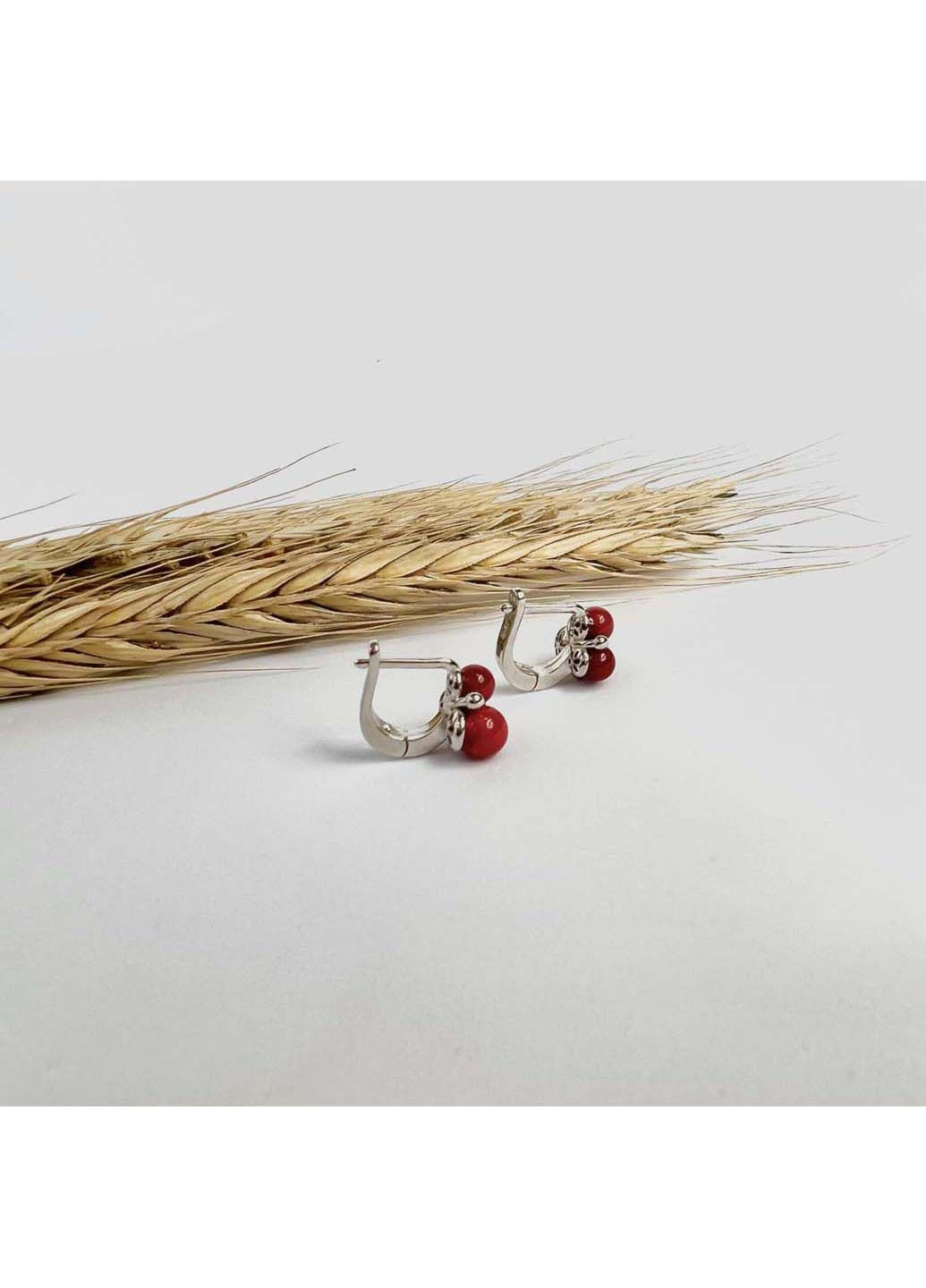 Серебряные серьги с кораллом (2136132) Silver Breeze (317355877)