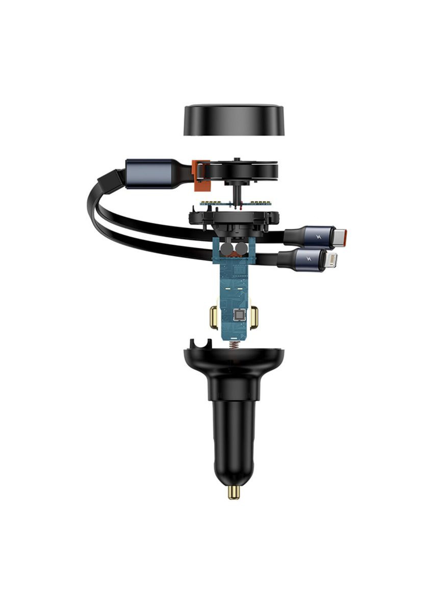 Автомобільний зарядний пристрій Enjoyment Pro Car Charger C+Retractable C & iP Cable 60W Cluster Black Baseus Enjoyment Pro C+Retractable C &amp; iP Cable (340278506)
