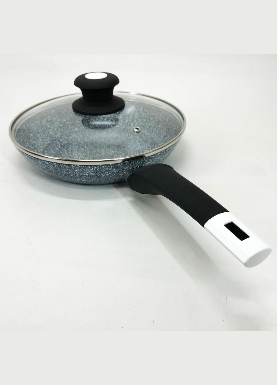 Сковорода UN-5115-24 см із кришкою/граніт світлий Unique (364663700)