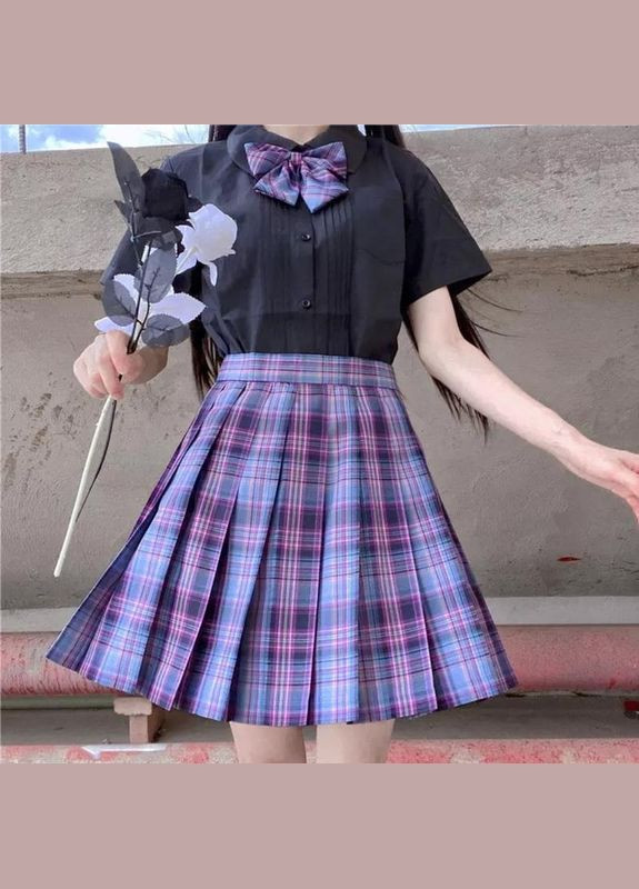 Бантик в стилі аніме в клітинку фіолетовий One Size No Brand (307930656)