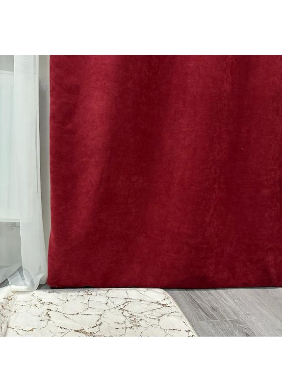 Комплект штор бордового цвета микровелюр "Luxury Touch" (2 шт. по 1.5x2.7 м) - готовы на тесьме. Роскошь и уют! No Brand (366561126)