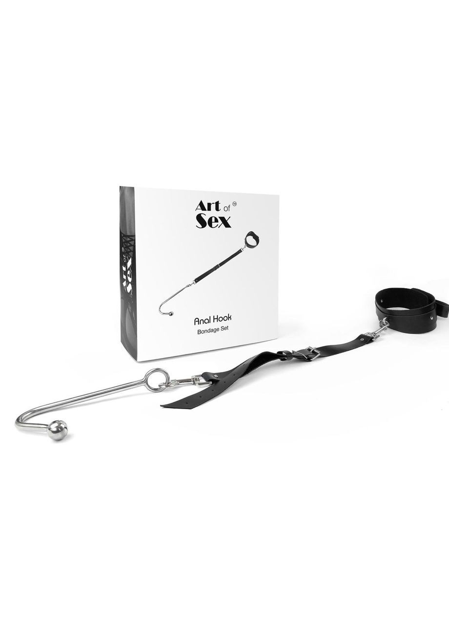 Анальный крюк с ошейником из натуральной кожи Anal hook, Черный Art of Sex (371390534)