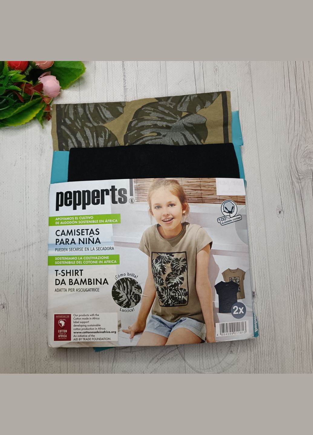 Комбинированная летняя набор футболок для девочки Pepperts