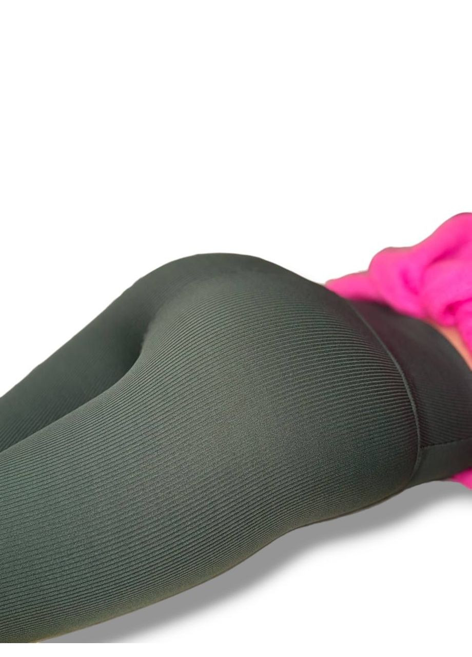 Женские лосины эластичные в рубчик с высоким широким поясом без утепления демисезон 99-101см черные No Brand (318450644)