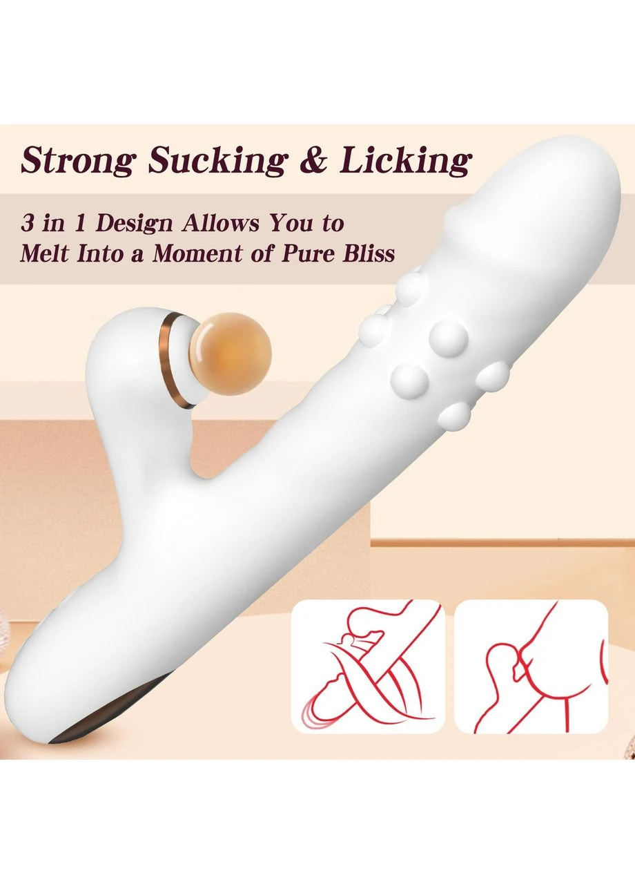 Вібратор для подвійної стимуляціїї Silicone Vibrator 3 rotating functions and 7 licking functions Boss Series (383105455)