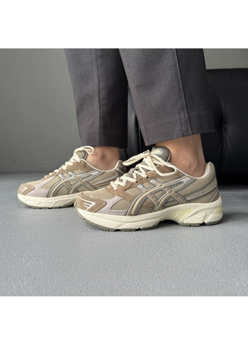 Коричневі Осінні кросівки чоловічі та жіночі asics gel-1130 brown beige | асікс гель-1130 коричневі No Brand