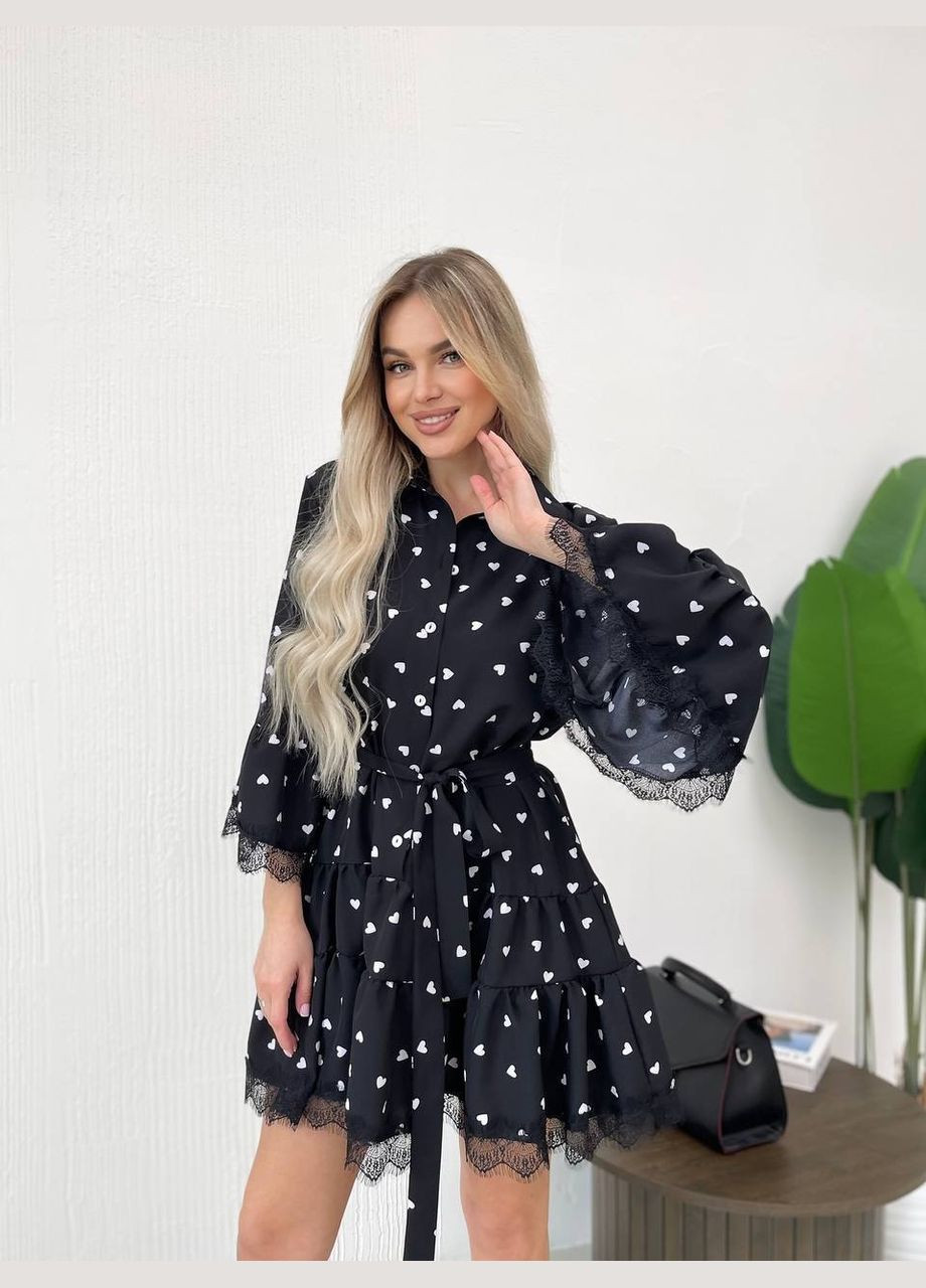 Черно-белое платье Garna с цветочным принтом