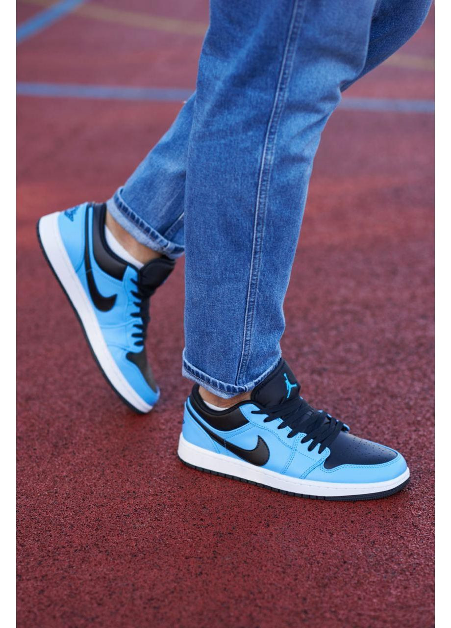 Черные демисезонные кроссовки мужские nike air jordan 1 low university blue black найк аир джордан No Brand