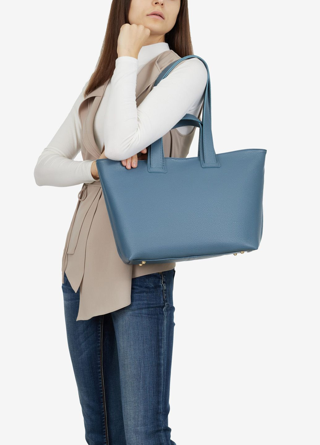 Сумка женская кожаная с двумя парами ручек шоппер большая Shopper Regina Notte (315501222)