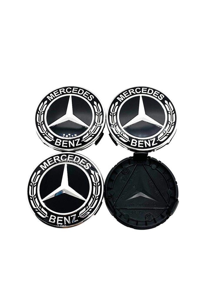 Ковпаки коліс чорний+хром 75мм пластик 4шт OEM A1704000025 (ковпачок, заглушка) Mercedes-Benz (369611916)