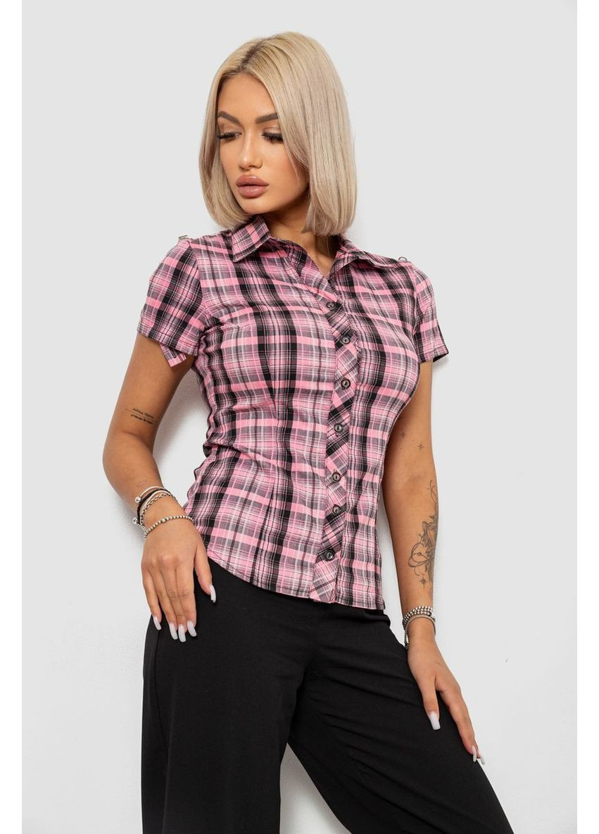 Рожева сорочка жіноча в клітку повсякденна, колір рожевий, 230r062 Ager