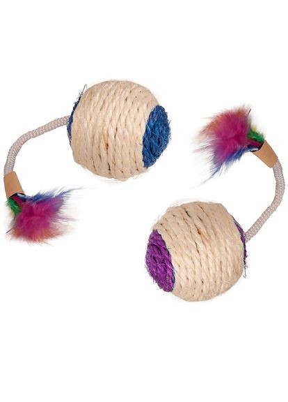 Іграшка для котів Bouly Sisal Ball Feather діаметр 6 см (5400585011159) Flamingo (279562071)