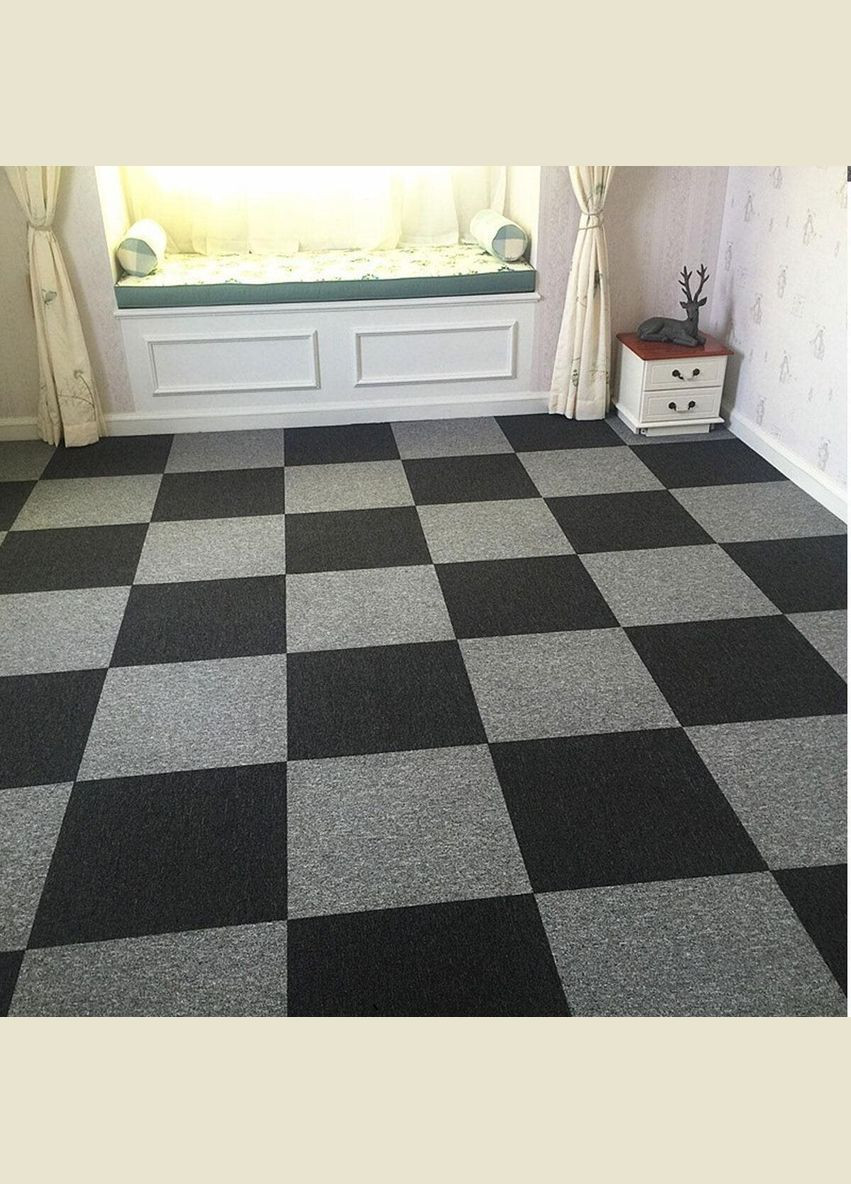 Самоклеящаяся плитка под ковролин черная 300х300х4,5мм SW-00001423 Sticker Wall (304768504)