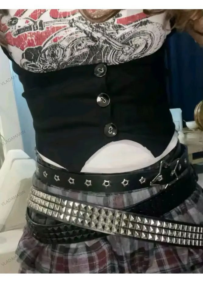 Ремінь шкіряний з металевими заклепками,унісекс панк-рок,готика,байкери No Brand (368695236)