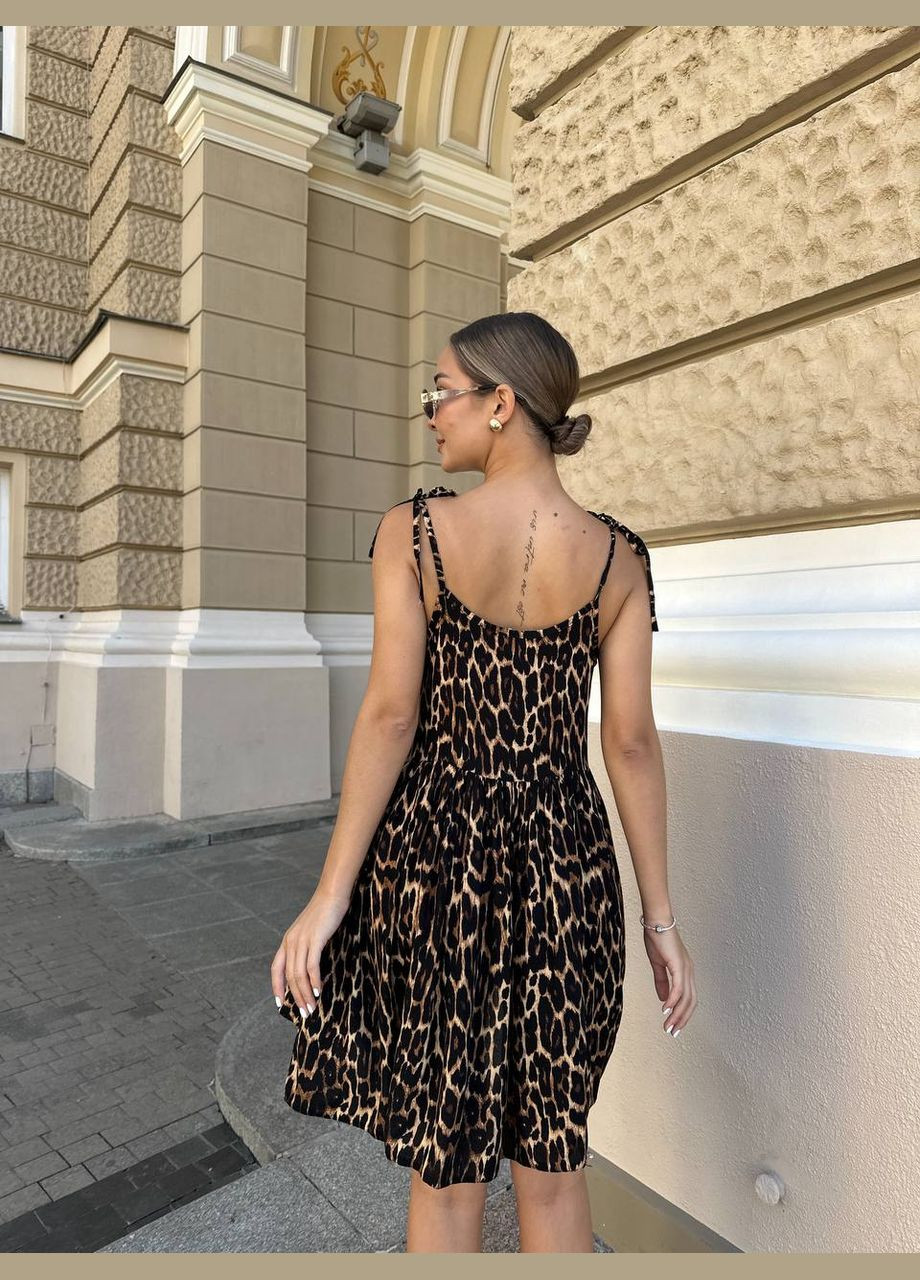 Комбинированное повседневный, кэжуал женское платье леопардовое а-силуэт Style Point леопардовый