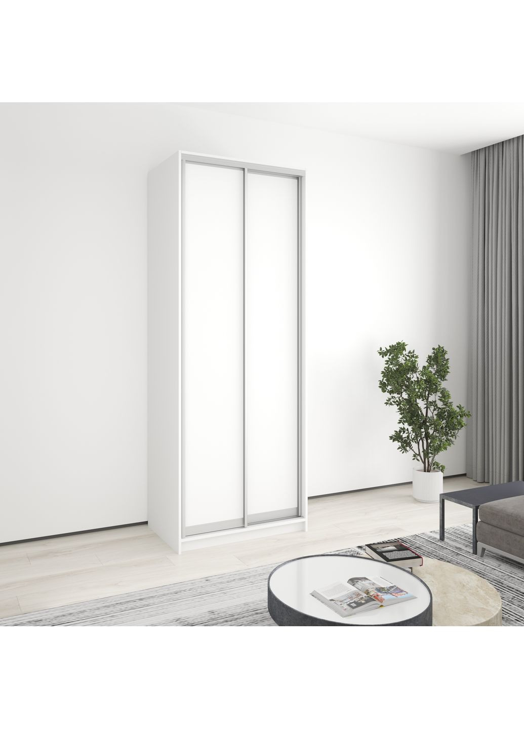 Шафа-купе дводверна Стандарт AL 2ДСП 90x60x240 см Аляска білий (MBS-3599) MebelStar (362373561)