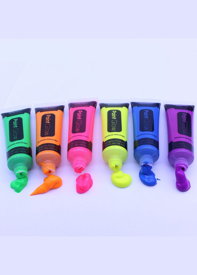Неоновий грим для обличчя Paint Glow, аквагрим набір 6 кольорів, аквагрим, тюбіки 10 мл PRC (328262982)