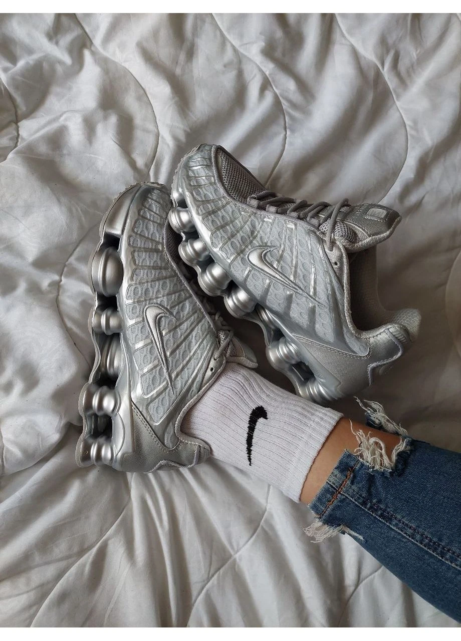 Сірі літні кросівки nike shox tl silver найк шокс тл сірі No Brand