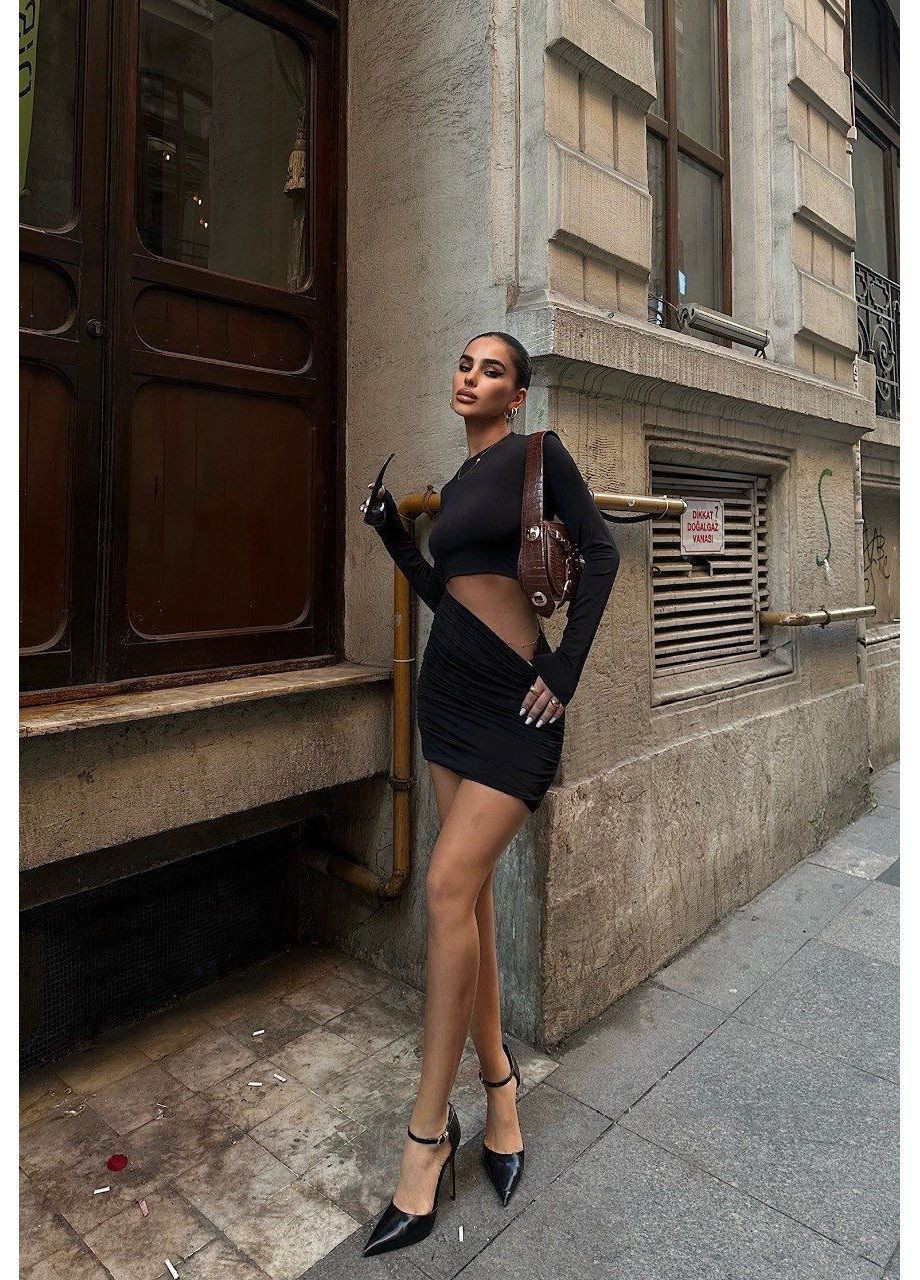 Чорна відвертий, коктейльна, повсякденний, джинсова, вечірня, кежуал сукня enchant з вирізом Sobe