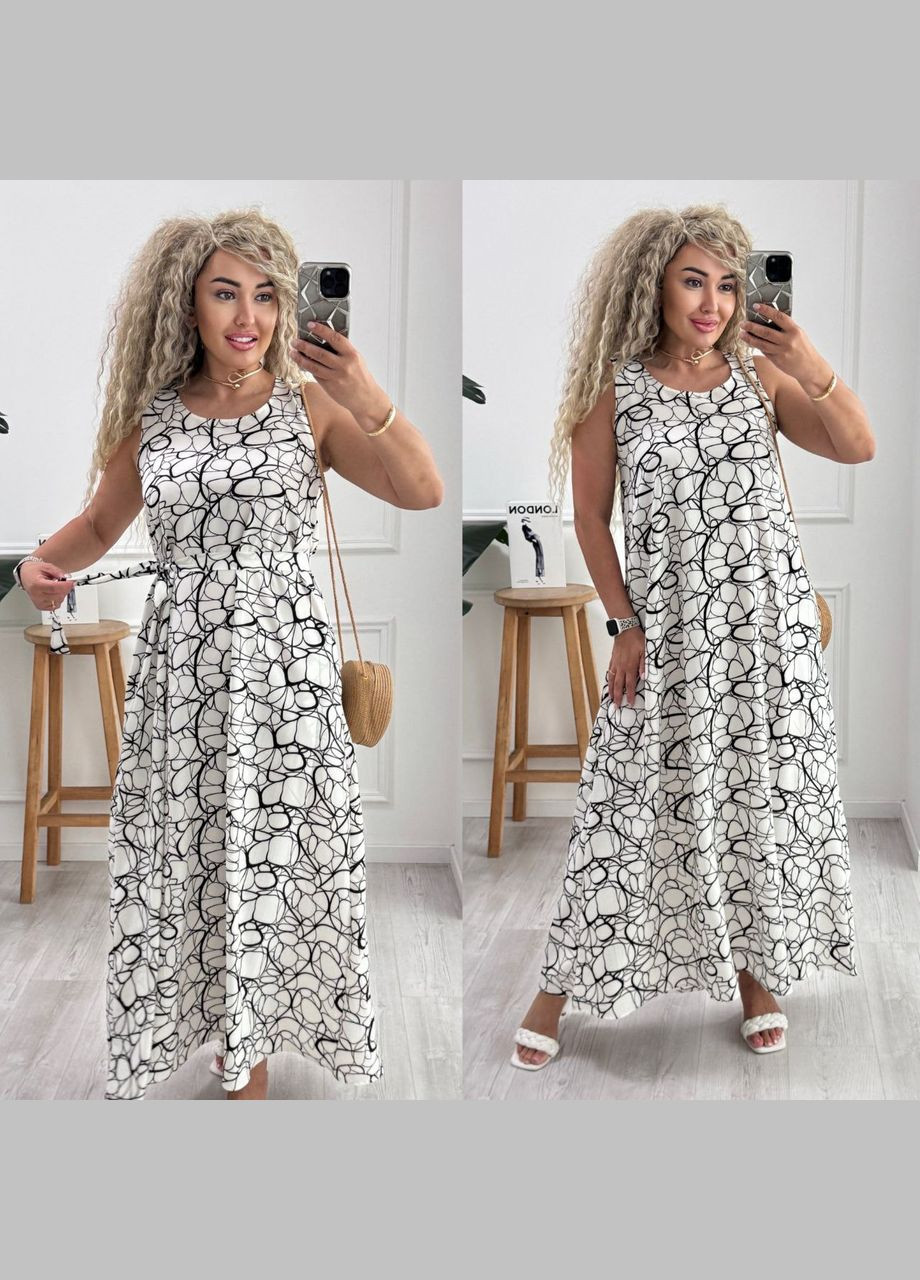 Чорно-білий повсякденний, кежуал жіноча сукня Style Point з абстрактним візерунком