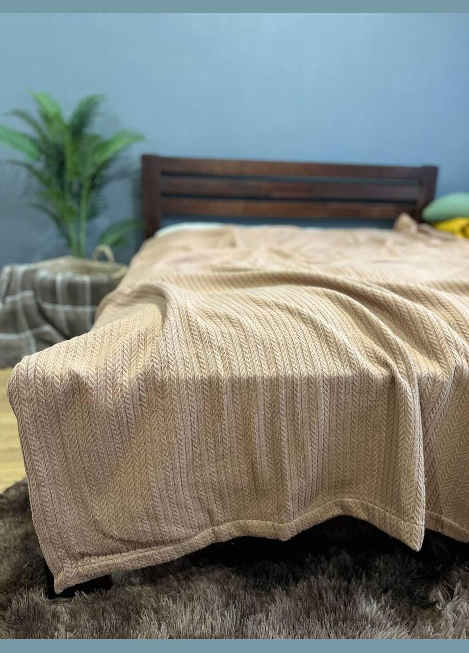 Покривало Косичка Півтораспальне 160х230 Бавовняне Капучино No Brand (316706109)