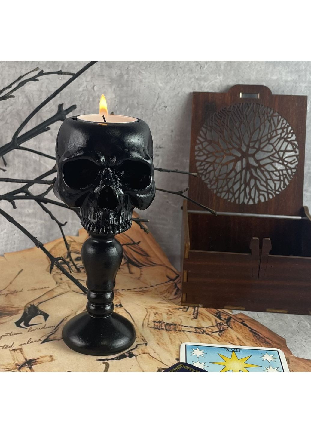 Свічник на ніжці у формі черепа No Brand (322347075)