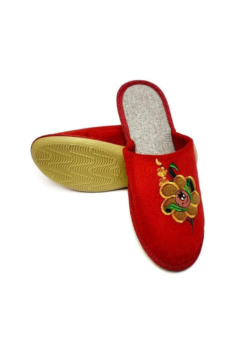 Красные домашние тапочки детские красные с цветком 632 Белста