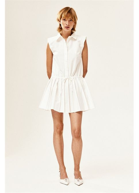 Білий коротка біла сукня без рукавів-l H&M однотонна