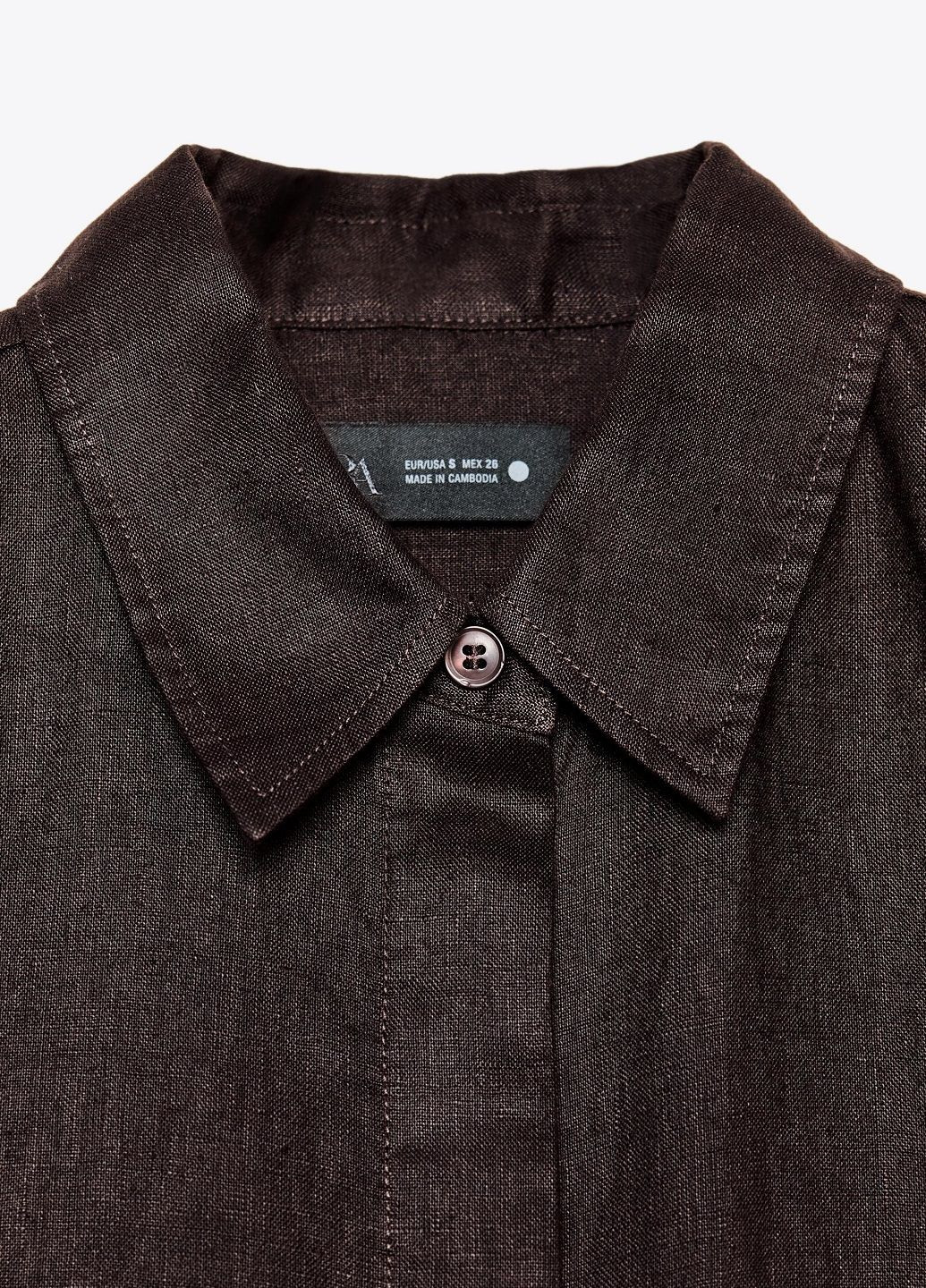 Коричневая классическая рубашка однотонная Zara