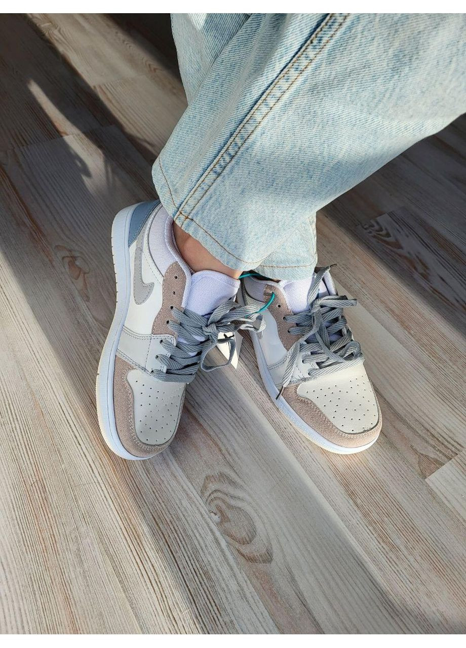 КРОССОВКИ ЖЕНСКИЕ NIKE AIR JORDAN 1 LOW DIOR НАЙК АИР ДЖОРДАН No Brand бежевые демисезоны (367173906)