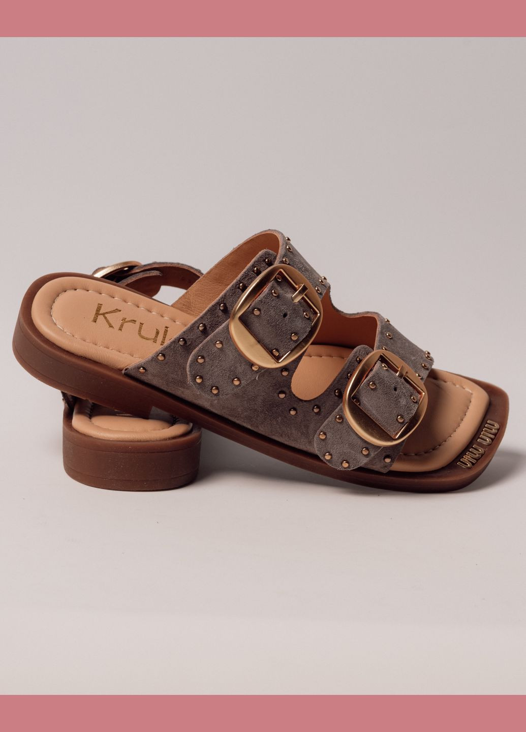Шльопанці із заклепками замша Krula (329145027)