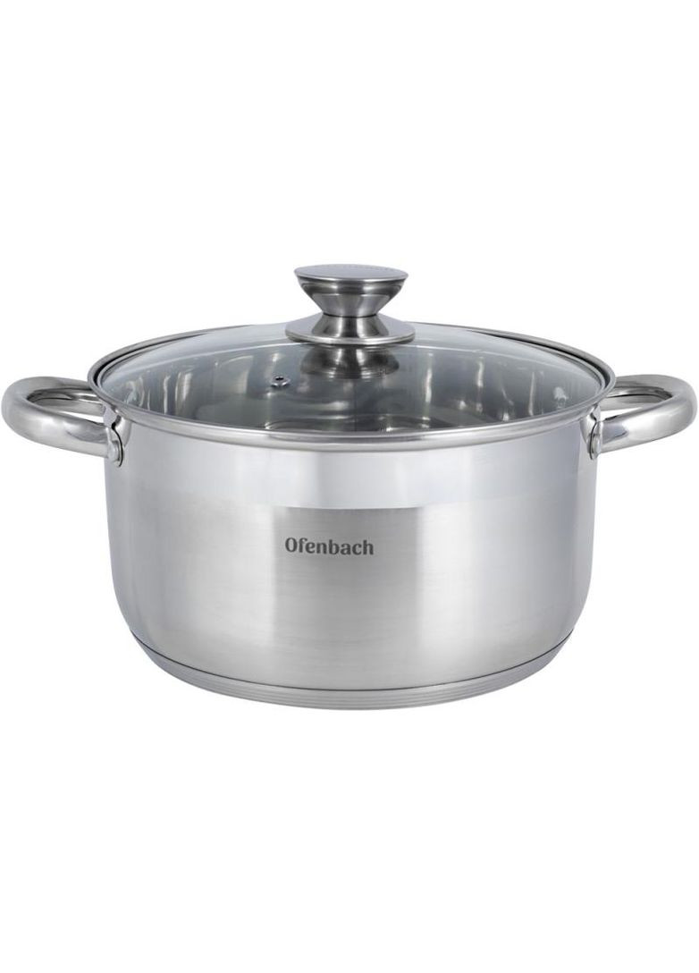 Кастрюля Casserole из нержавеющей стали 6л со стеклянной крышкой Ofenbach (372173279)