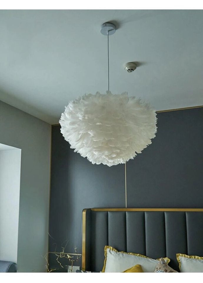 Люстра підвісна з пір'ям на 3 лампочки 26706 Білий 40-120х60х60 см. Sunnysky (335975382)