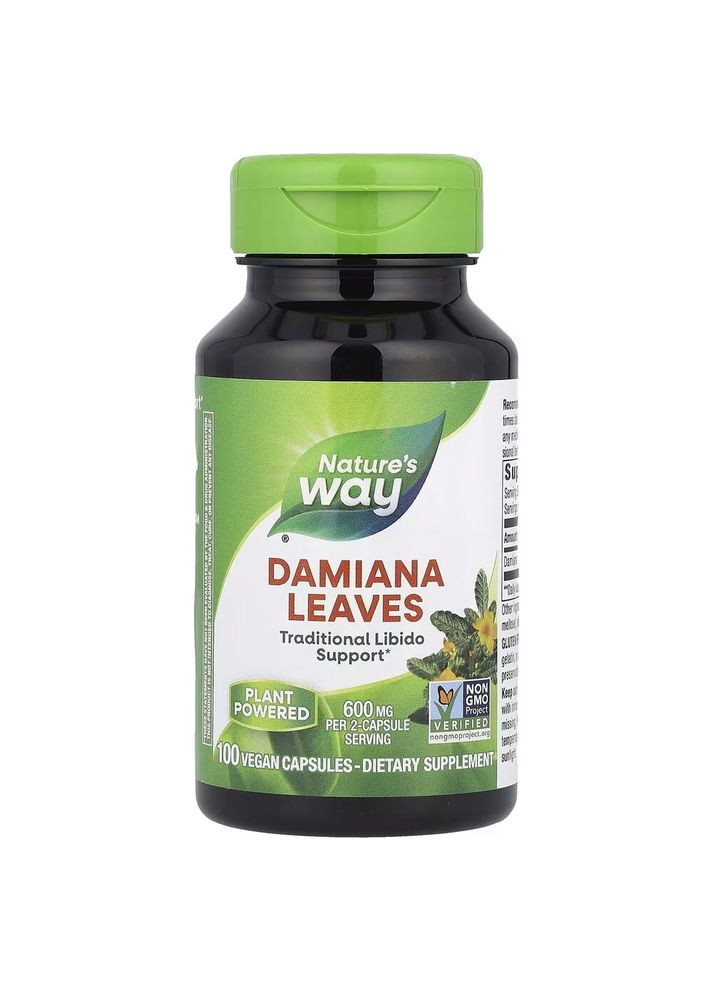 Листья дамианы Damiana, 100 вегакапсул для общего тонуса организма Nature's Way (324421786)
