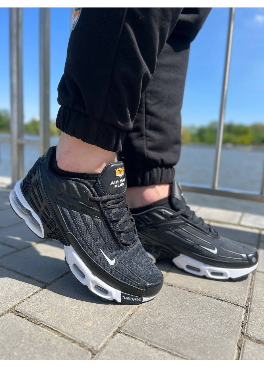 КРОССОВКИ ЖЕНСКИЕ NIKE AIR MAX PLUS 3 BLACK НАЙК АИР МАКС ТН ПЛЮС No Brand чёрные демисезоны (367175447)