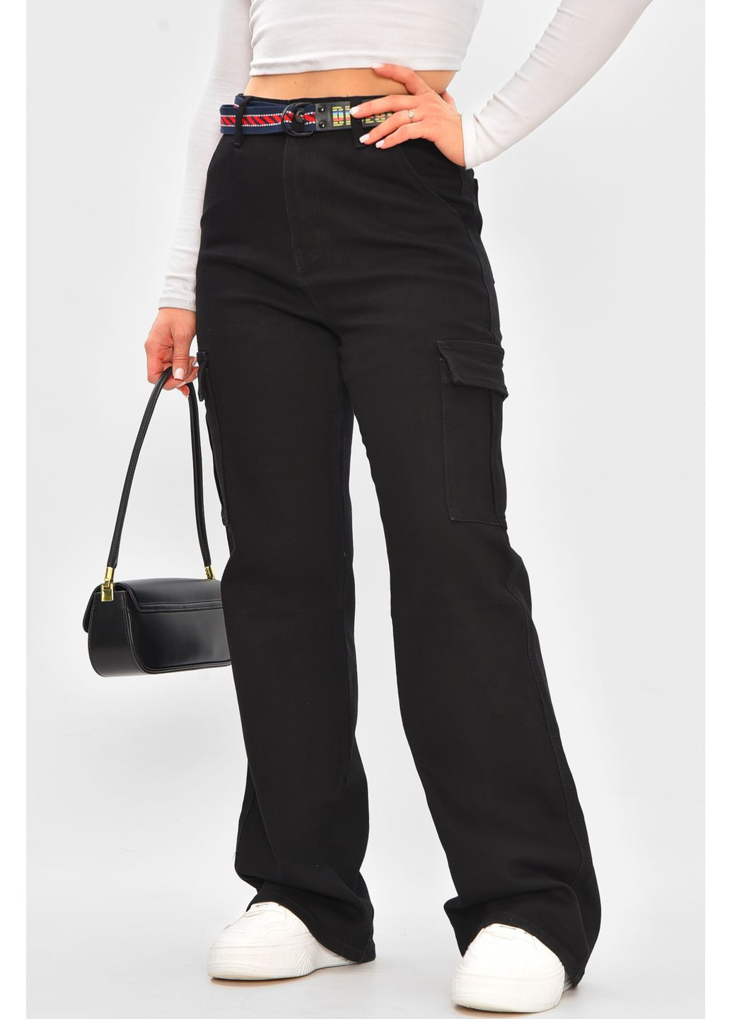 Джинсы женские однотонные черного цвета Let's Shop - (361304423)